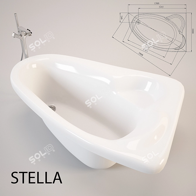 Luxury 170x110 Corner Bath 3D model image 1