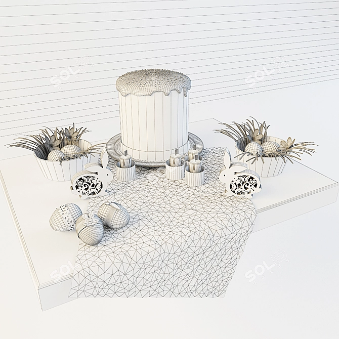 Easter Nest Decor Set 3D model image 2