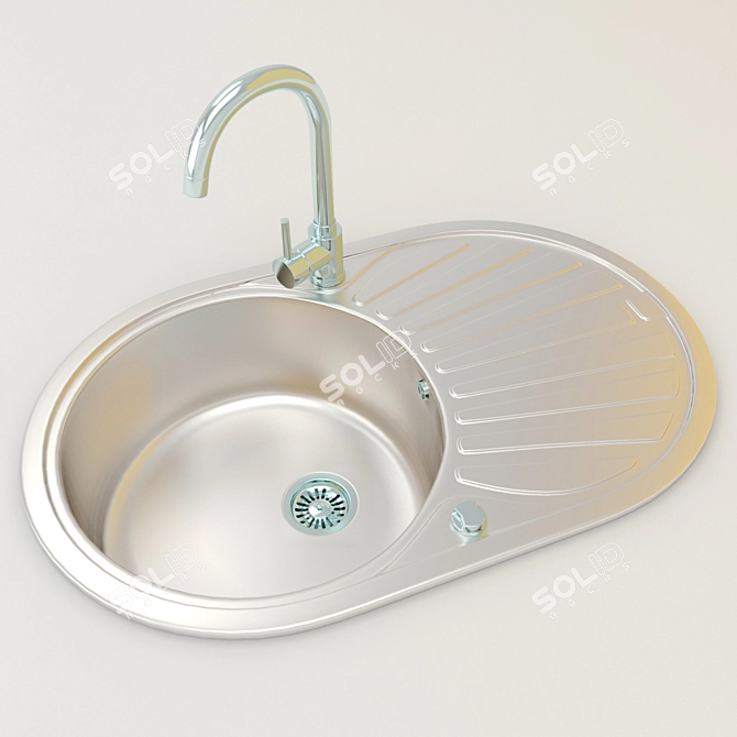 Sleek Stainless Steel Sink 3D model image 1