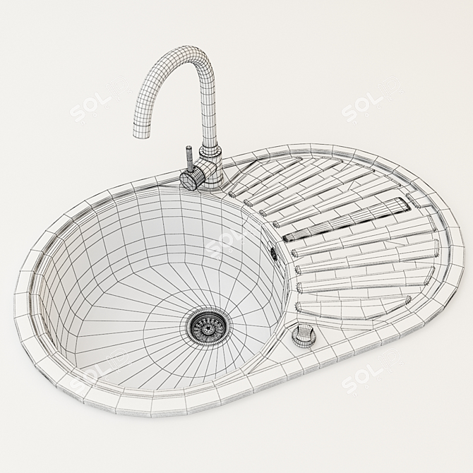 Sleek Stainless Steel Sink 3D model image 2