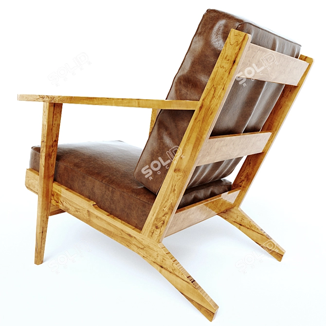 Luxury Walnut Armchair 3D model image 2