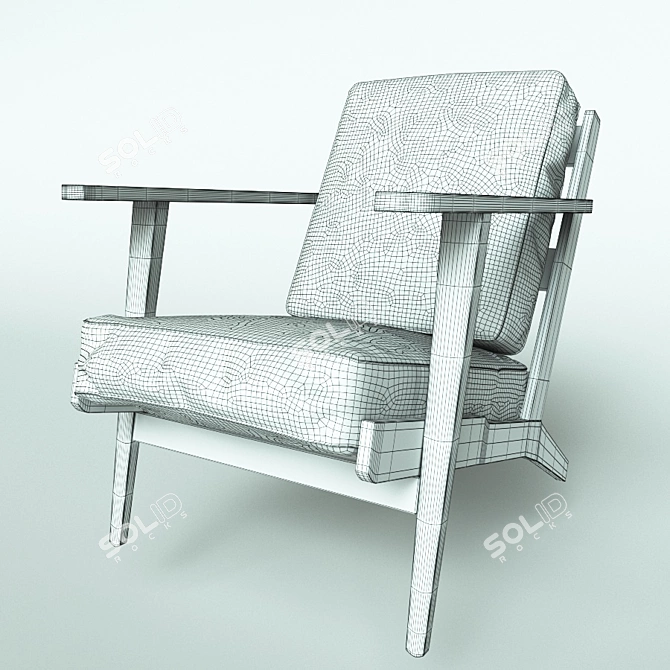 Luxury Walnut Armchair 3D model image 3