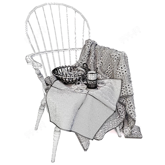 Cozy Windson Chair with Plaid 3D model image 3