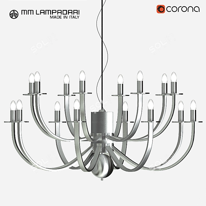 Modern Chandelier with 16 Metal Arms 3D model image 1