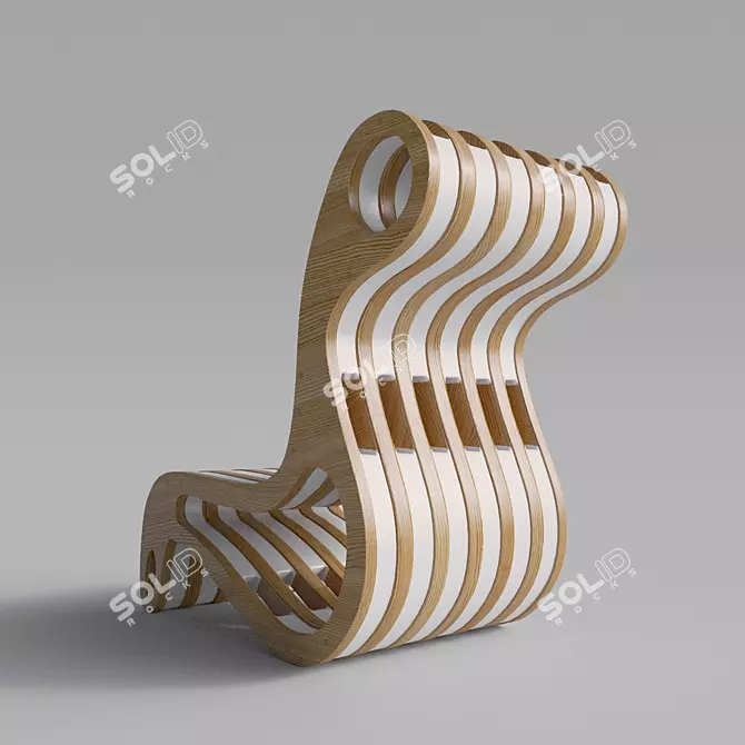 Wooden Armchair 3D model image 3