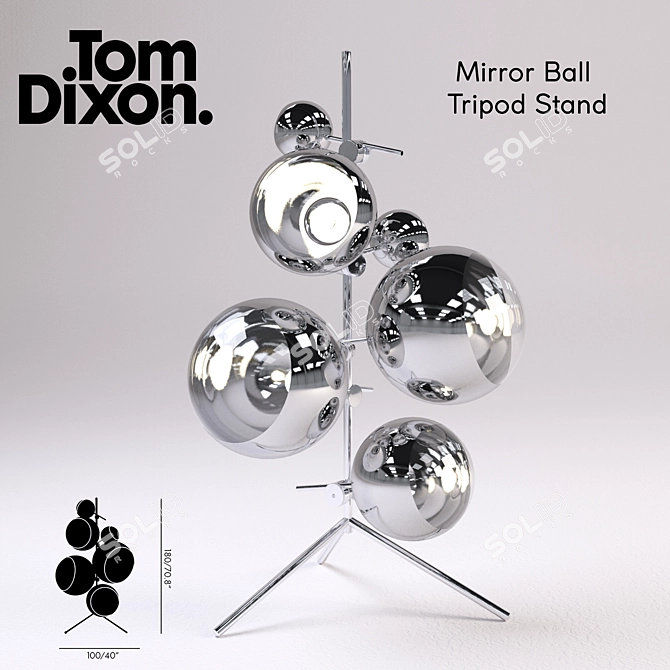 Glimmer Stand: Mirror Ball Tripod 3D model image 1