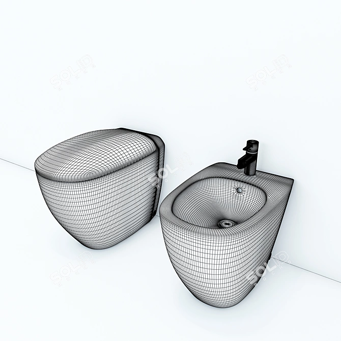 Keramag Citterio Squat Toilet & Bidet 3D model image 2