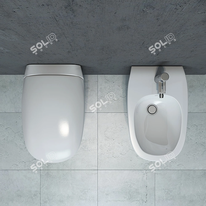 Keramag Citterio Squat Toilet & Bidet 3D model image 3