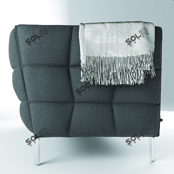 Sleek Metal & Fabric Sofa 3D model image 2