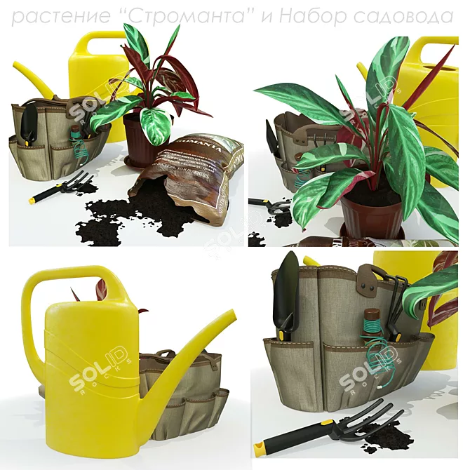 Compact Gardening Tool Set 3D model image 2