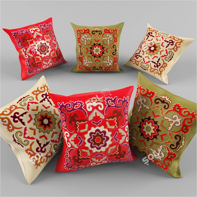 Handcrafted Sahtian Leather Pillows 3D model image 1