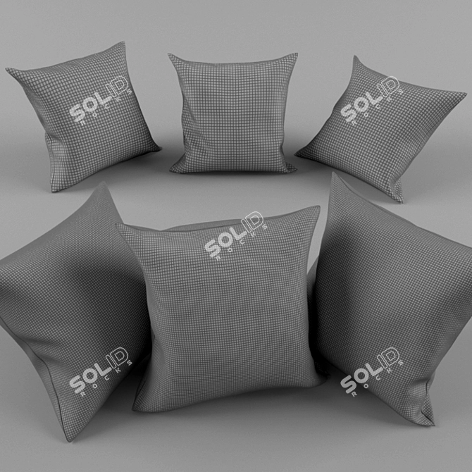 Handcrafted Sahtian Leather Pillows 3D model image 2