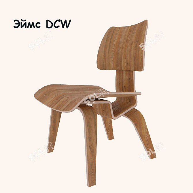 Vintage Eames DCW Chair 3D model image 1