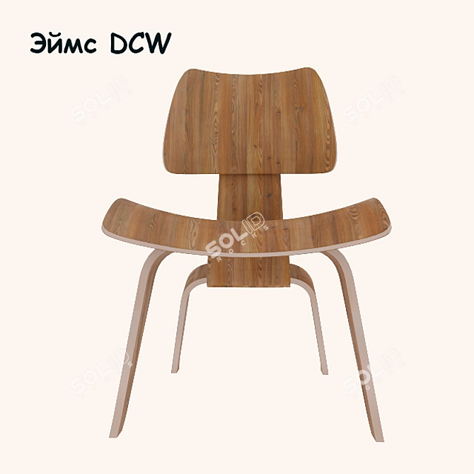 Vintage Eames DCW Chair 3D model image 2