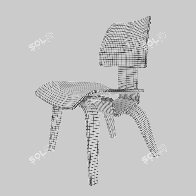 Vintage Eames DCW Chair 3D model image 3