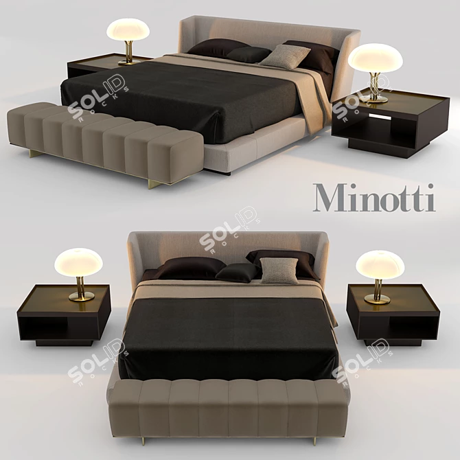 Minotti Creed Bed 3D model image 1