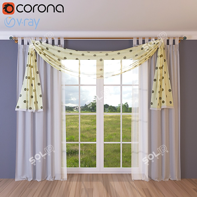 Nursery Curtains - 2 Pack 3D model image 1