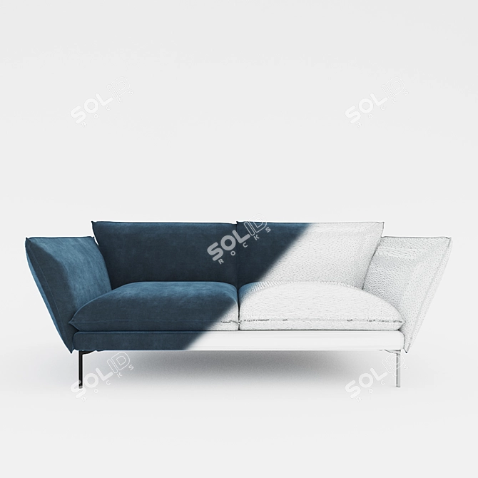 Hugo Luxury Sofa: Blue, Removable Cover, Black Legs 3D model image 2