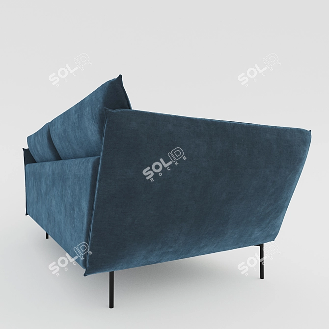 Hugo Luxury Sofa: Blue, Removable Cover, Black Legs 3D model image 3