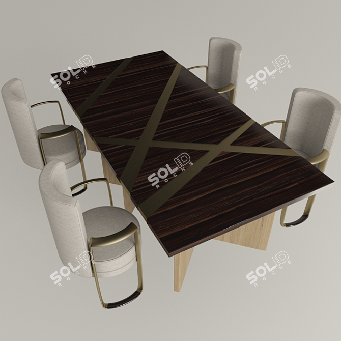 Elegant Dining Table Set 3D model image 1