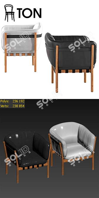 Modern Leather Armchair Set 3D model image 3