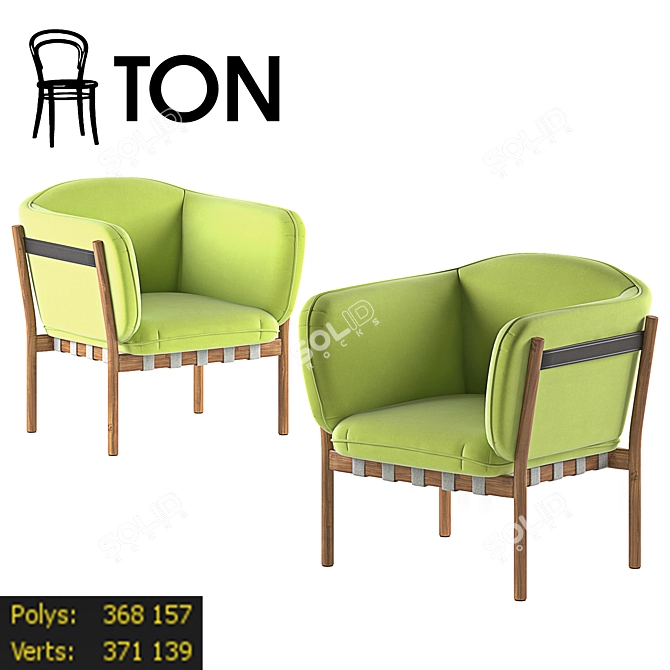 Colorful Set of 3 Dowel Armchairs 3D model image 2