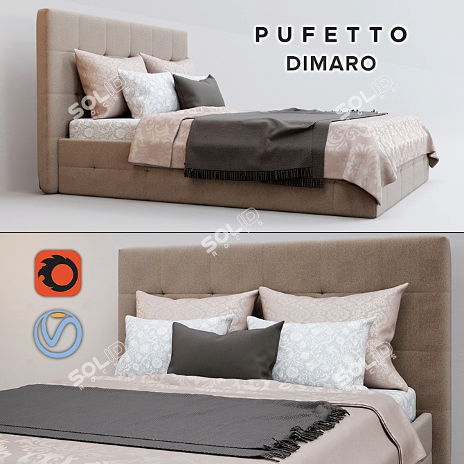 Luxury Pufetto Dimarо Bed 3D model image 1