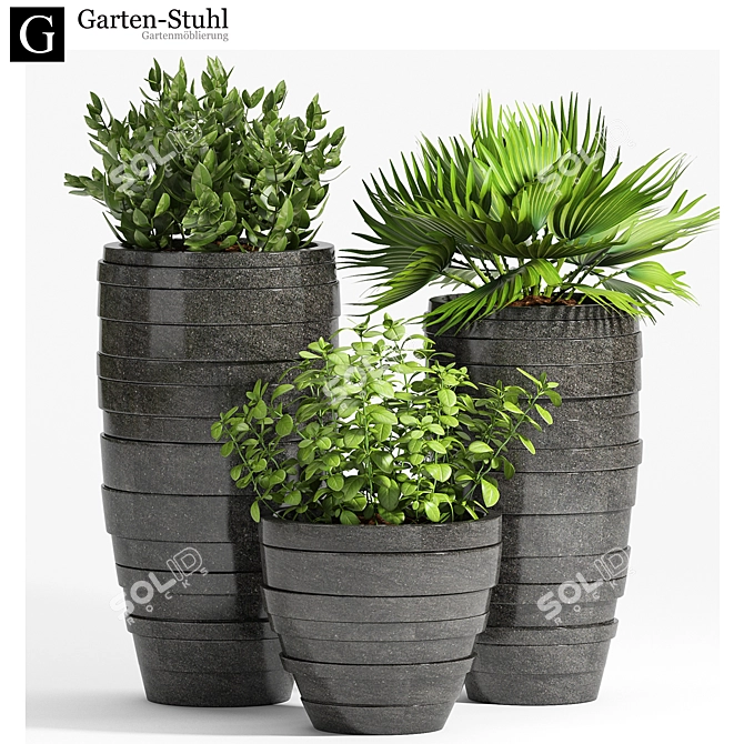 Modern Decorative Planter Set 3D model image 1