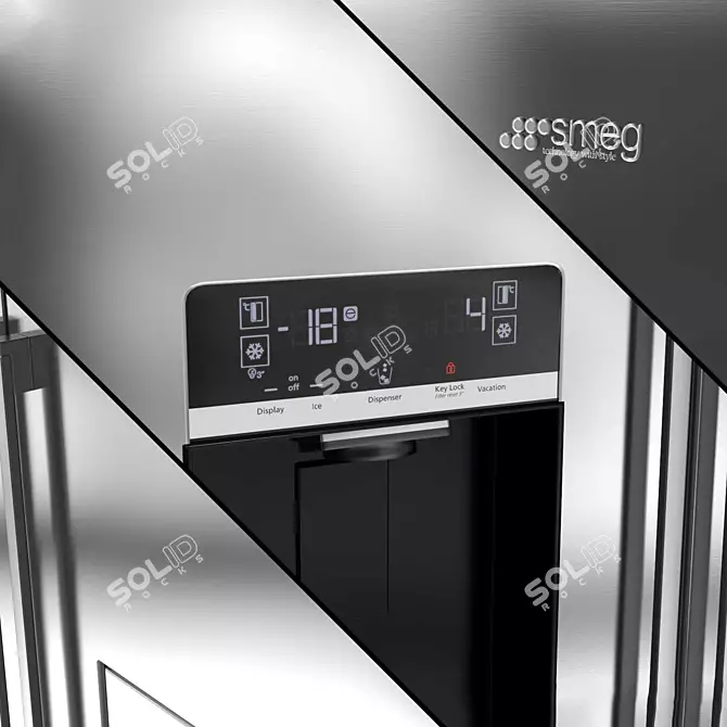 Smeg SBS63XEDH: Stylish Stainless Steel Fridge 3D model image 2