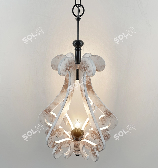 Antique Patina Wooden Designer Lamp 3D model image 1