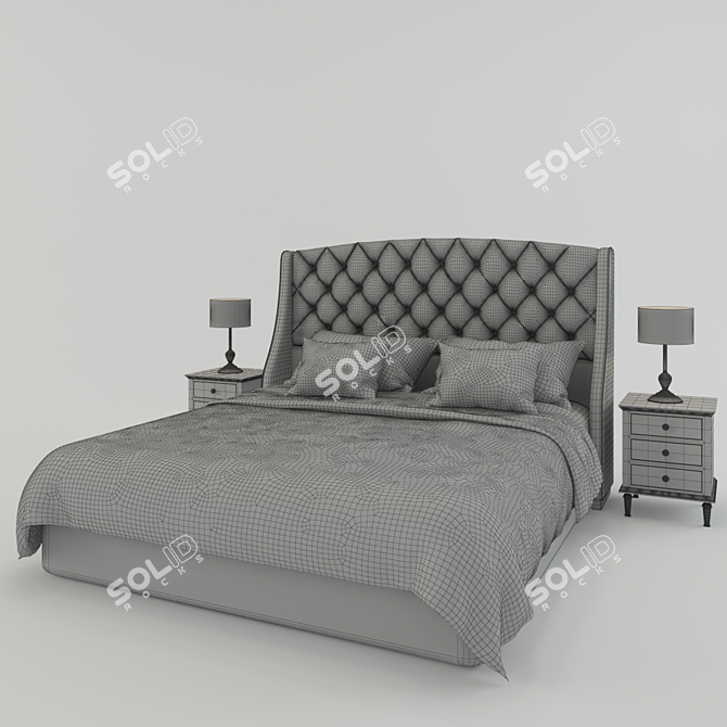 Luxury Bed Set with Restoration Hardware 3D model image 2