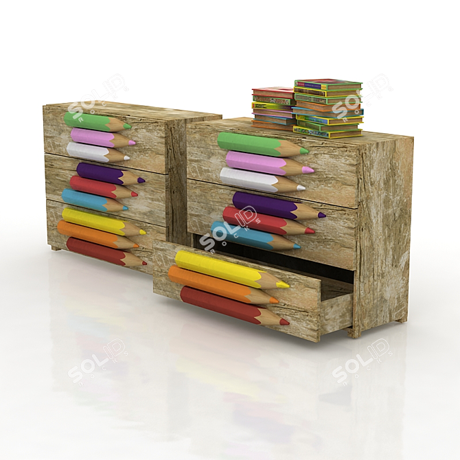 Colorful Pencil Kids Chest: Nature Design 3D model image 1