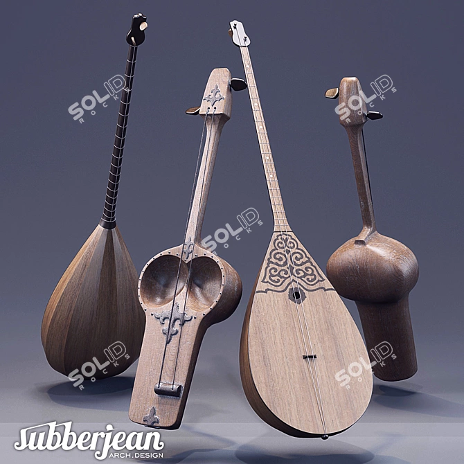 Title: Kazakh Melody Masters: Dombra & Kobyz 3D model image 1