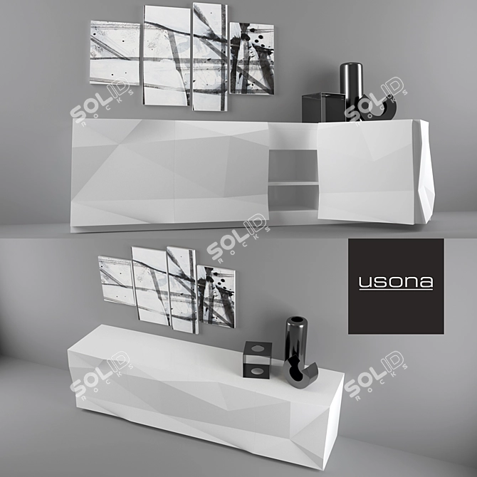 Modern Usona Sideboard: Sleek Design, Folding Doors 3D model image 2