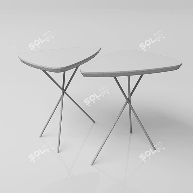 Minimalist Stainless Steel Coffee Table 3D model image 2