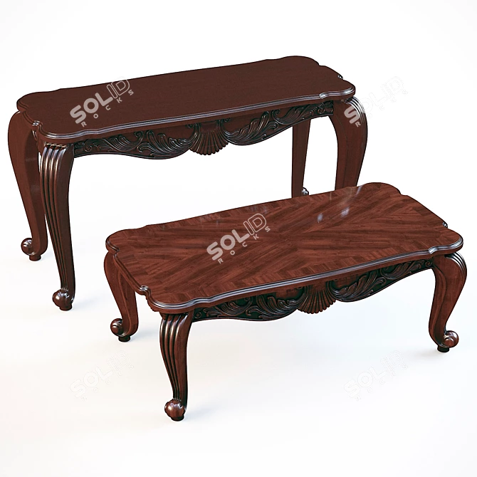 Elegant Shell and Leaf Sofa Table 3D model image 1