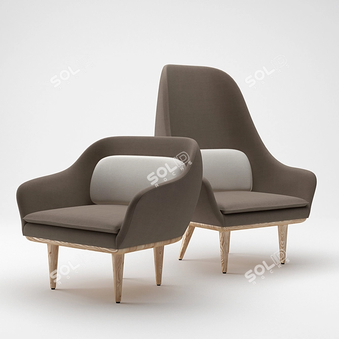 StellarWorks Lunar High Lounge Chair: Sleek and Sophisticated 3D model image 1