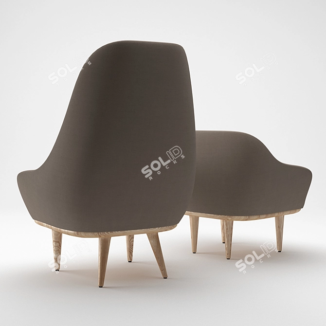 StellarWorks Lunar High Lounge Chair: Sleek and Sophisticated 3D model image 2