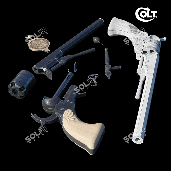 Colt Paterson 1836 Revolver: Revolutionary Design 3D model image 3