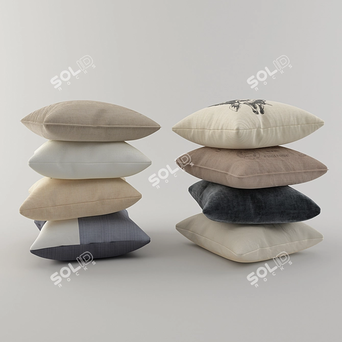 Title: H&M Home 4-Piece Cushion Set 3D model image 3