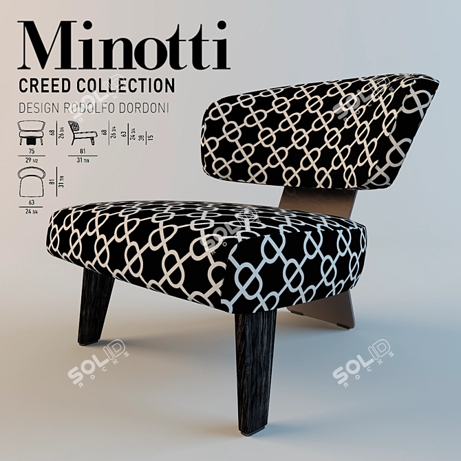 Elegant Minotti Creed Wood 3D model image 1