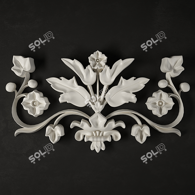 Leafy Floral Stucco 3D model image 1