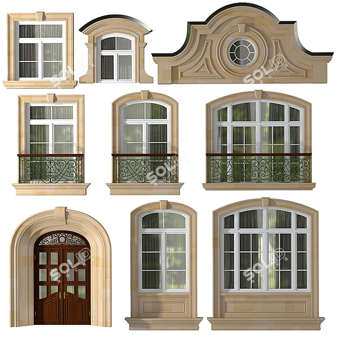 Modern Classic Windows & Doors 3D model image 4
