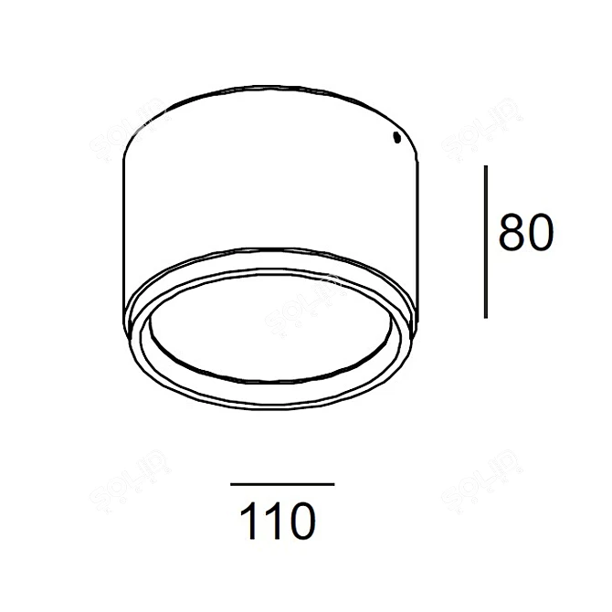 18W LED Ceiling Light, White, Metal, 110mm Diameter 3D model image 2