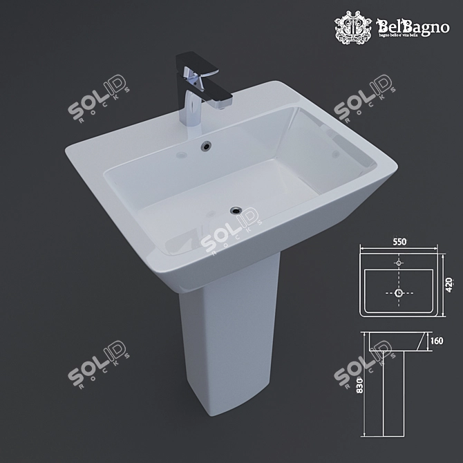 BelBango MONTI Ceramic Sink 3D model image 2