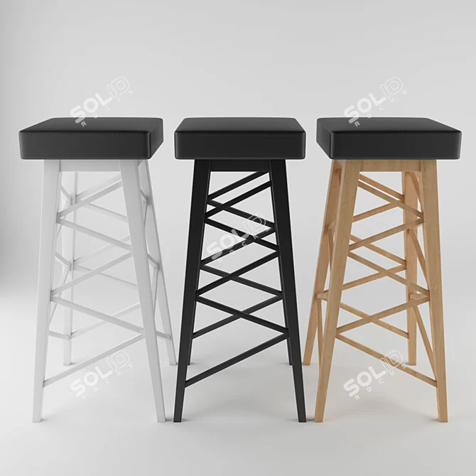 Modern Metal Bar Stool 3D model image 1