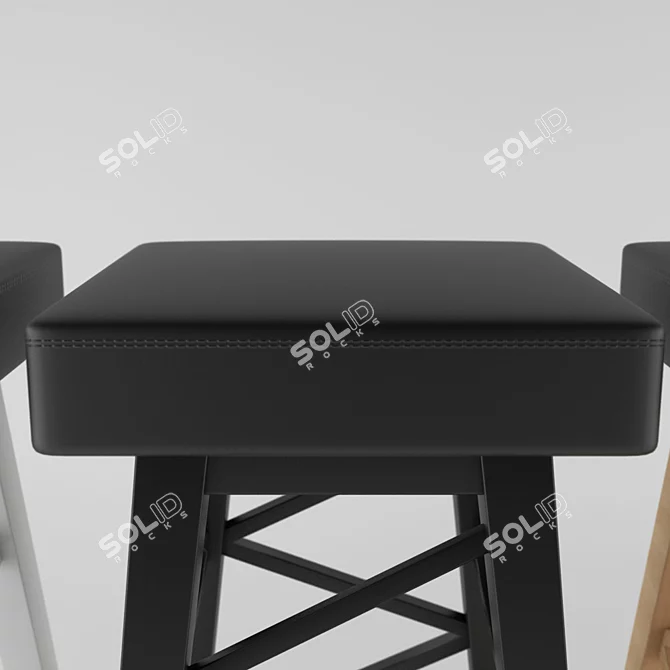 Modern Metal Bar Stool 3D model image 2