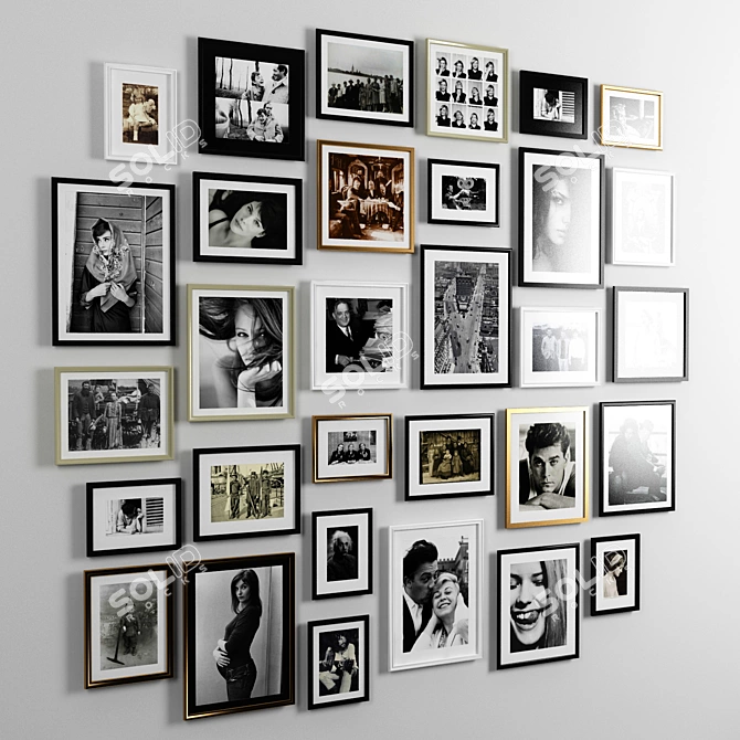 B&W Photo Wall Set 3D model image 2