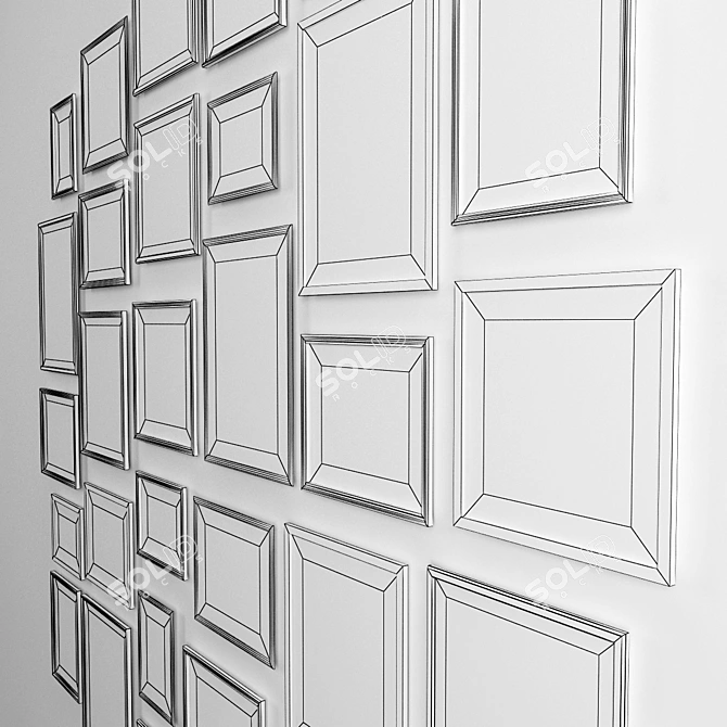 B&W Photo Wall Set 3D model image 3