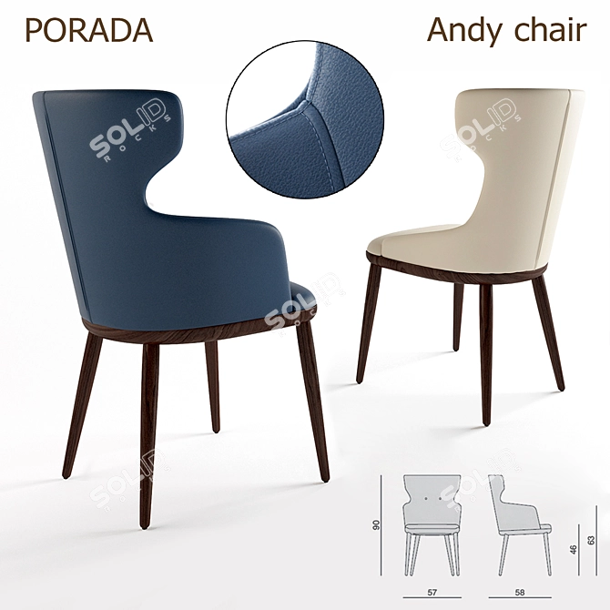 Sleek and Sophisticated: Porada Andy Chair 3D model image 2